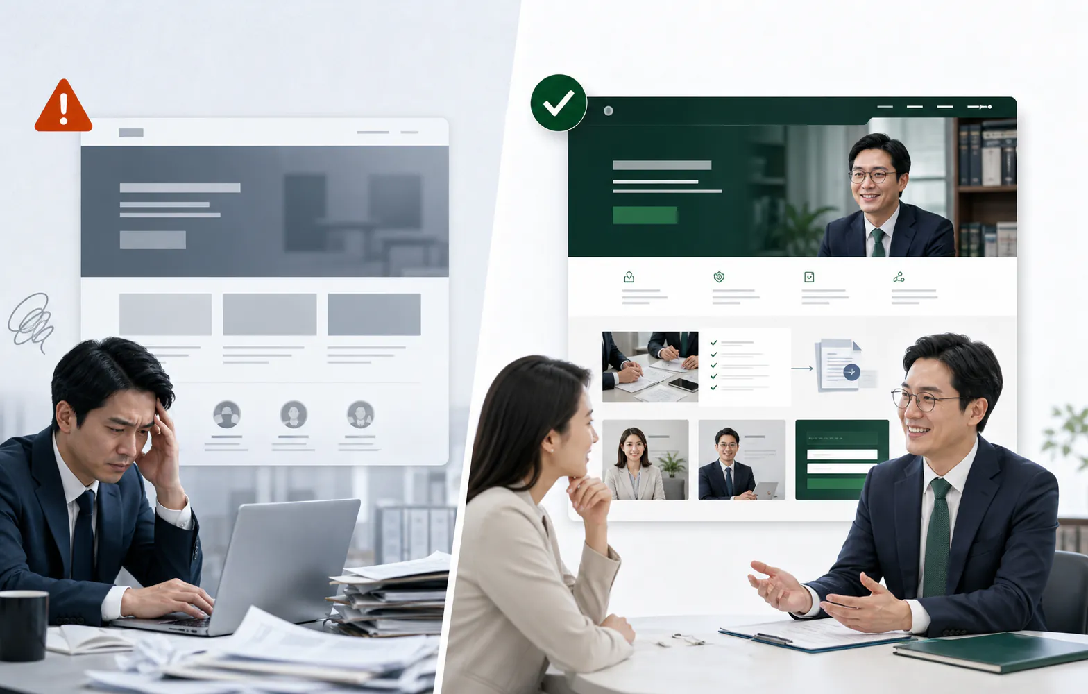세무사 홈페이지 제작의 안전한 선택과 위험한 선택을 비교한 이미지