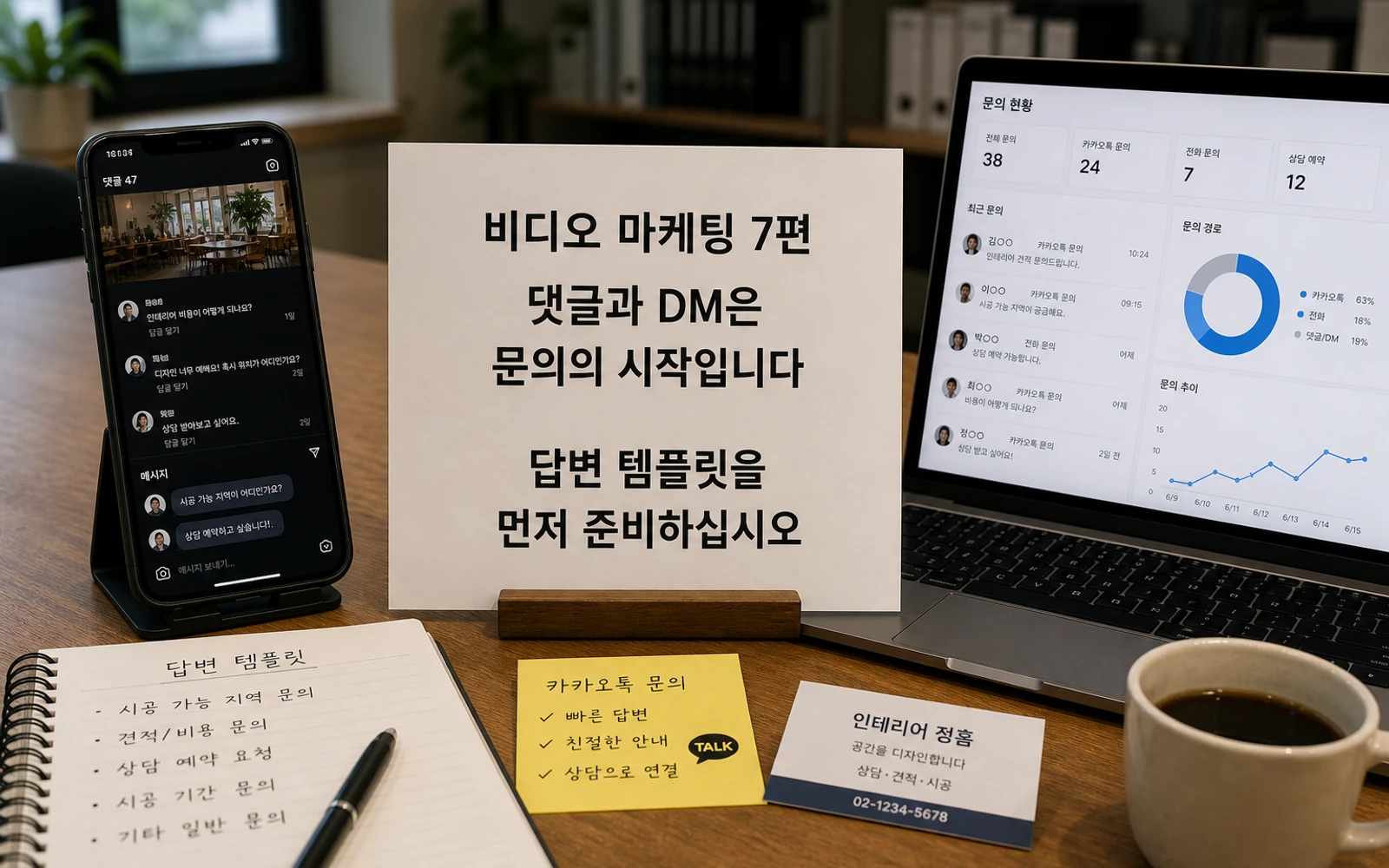 비디오 마케팅 7편 댓글과 DM은 문의의 시작이라는 메시지 이미지